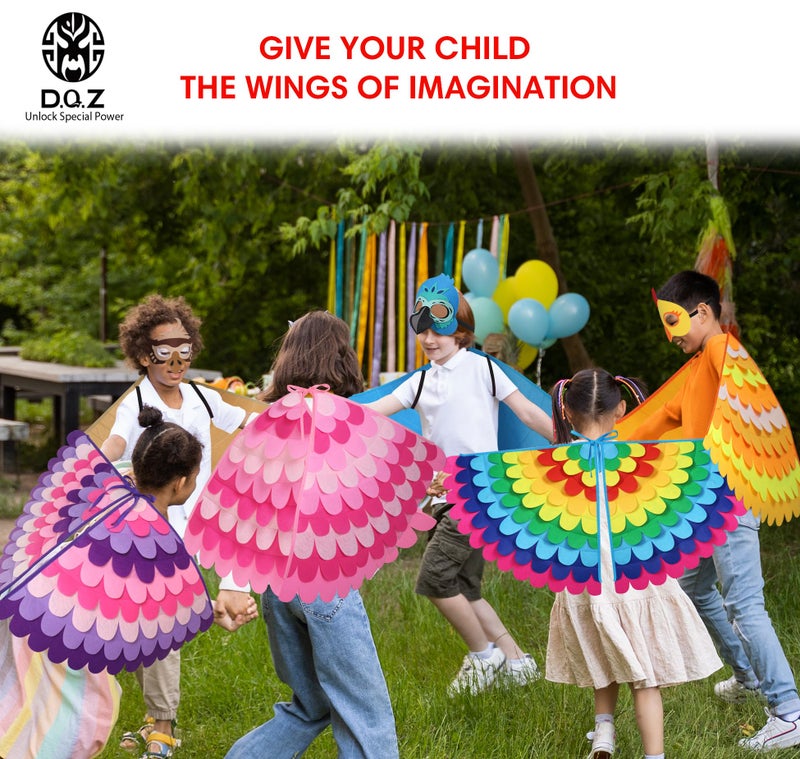 D.Q.Z Bird-Wings-Costume for Kids Dress Up  Felt Feathered Owl Parrot Chicken Animal Role Play Costume  Gift for Girl Boys (Phoenix) - Image 2